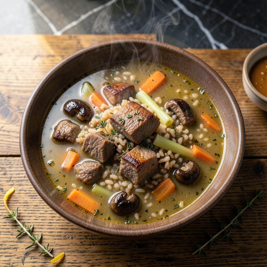 Beef Wild Rice Soup Recipe: Earthy Mushrooms and Tender Beef Beef Wild Rice Soup Recipe: Earthy Mushrooms and Tender Beef
