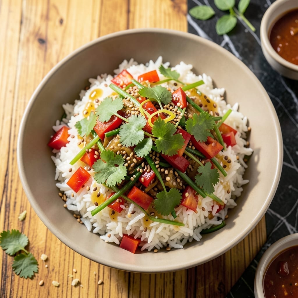 Oriental Rice Salad Recipe: Bright Sesame and Herb Medley Oriental Rice Salad Recipe: Bright Sesame and Herb Medley