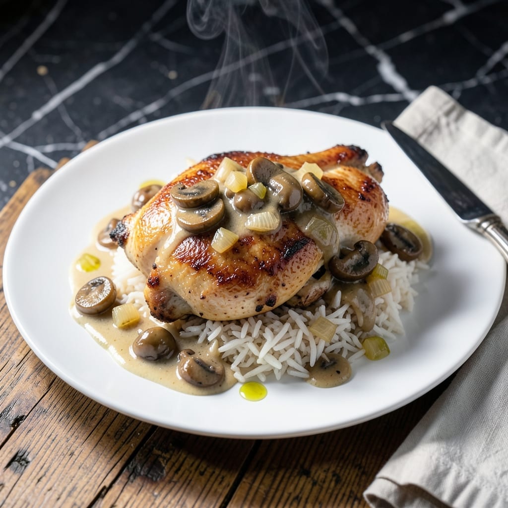 Chicken and Rice with Mushroom Gravy Recipe: Homestyle One-Pot Comfort