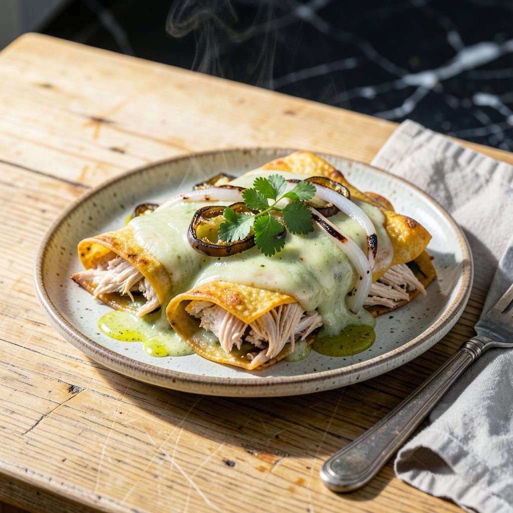 Chicken Enchilada Suiza Recipe: Creamy Tomatillo Sauce With Melted Cheese