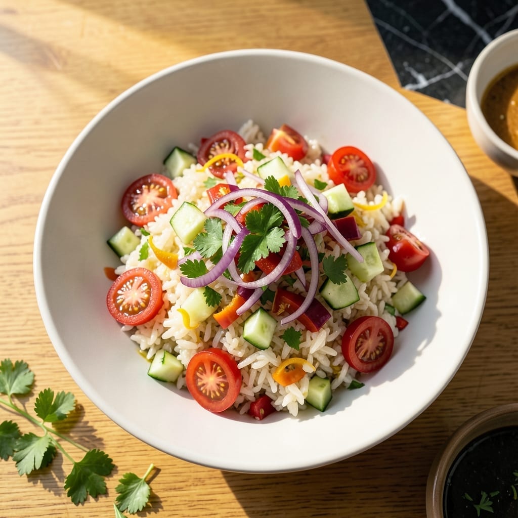Cold Rice Salad Recipe: Refreshing No-Cook Meal With Garden Veggies Cold Rice Salad Recipe: Refreshing No-Cook Meal With Garden Veggies