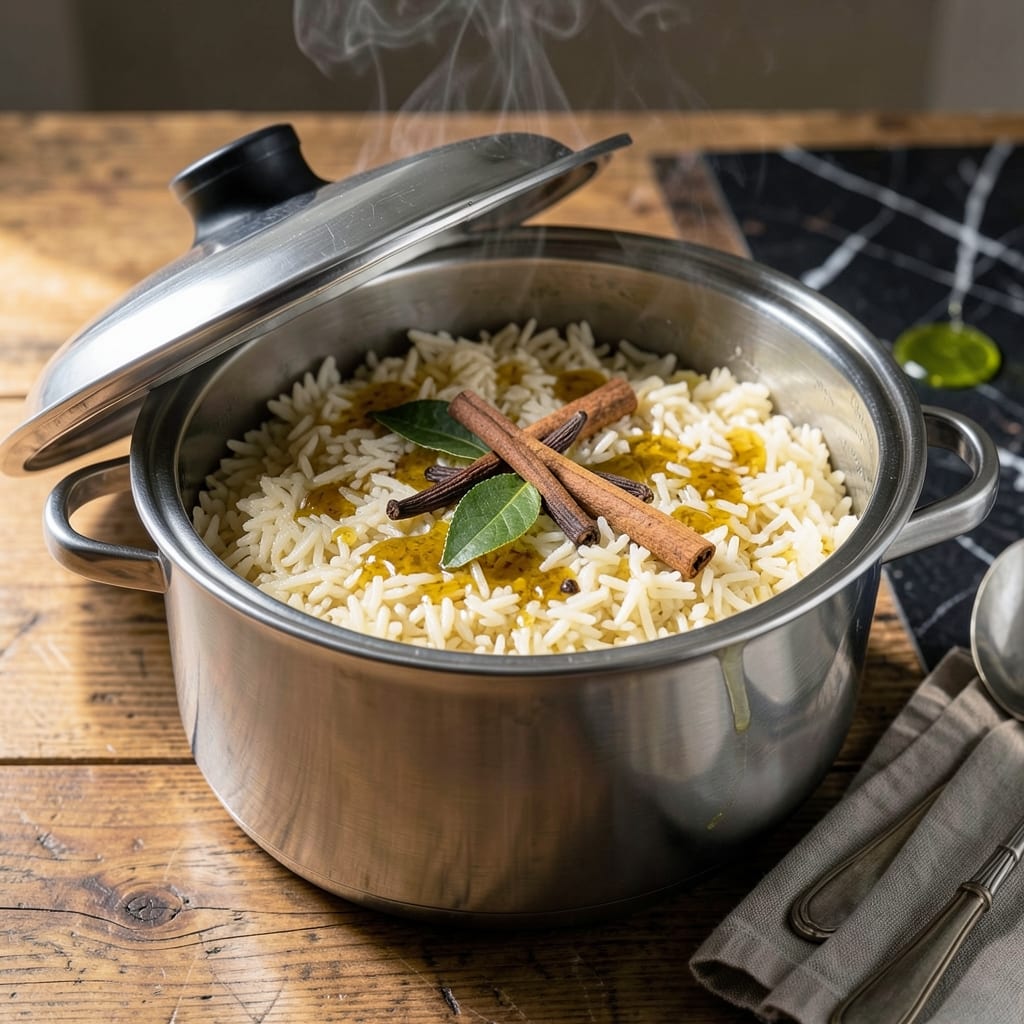 Ghee Rice Recipe in Pressure Cooker: Fragrant Basmati with Golden Hues Ghee Rice Recipe in Pressure Cooker: Fragrant Basmati with Golden Hues
