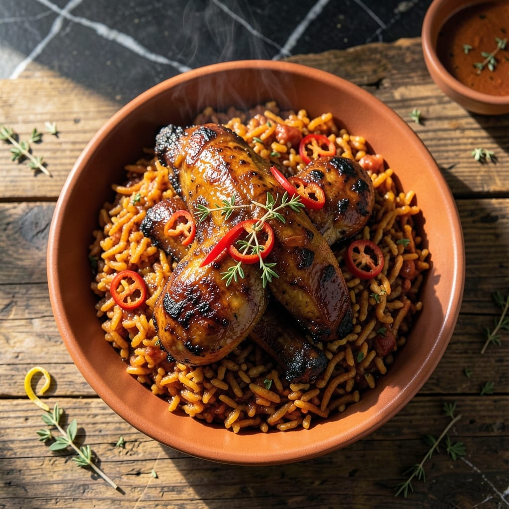 Jerk Chicken and Jollof Rice Recipe: Caribbean Heat Meets West African Spice
