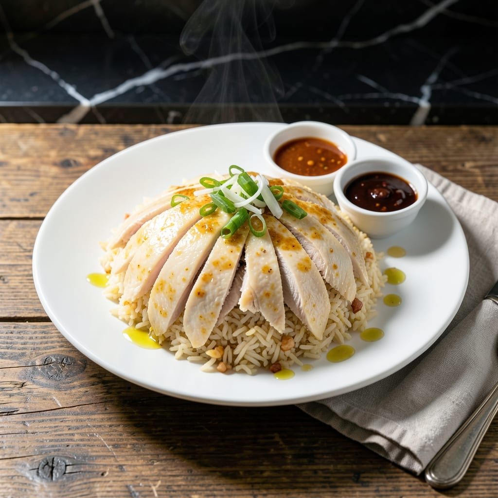 Authentic Hainanese Chicken Rice Recipe: Fragrant Poached Perfection With Ginger-Garlic Aroma