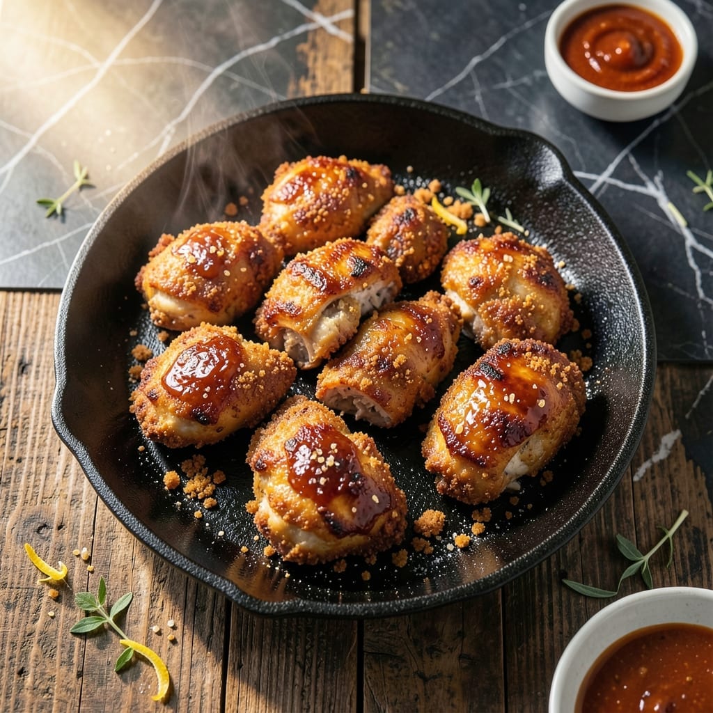 Fried Barbecue Chicken Recipe: Double-Crisp Skin with Smoky Sweet Glaze