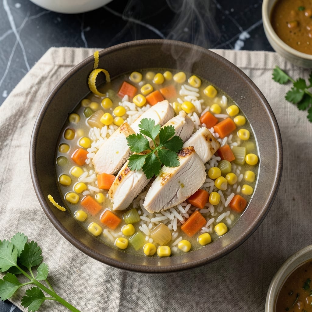 Chicken Corn Rice Soup Recipe: Rustic Broth with Sweet Kernel Crunch