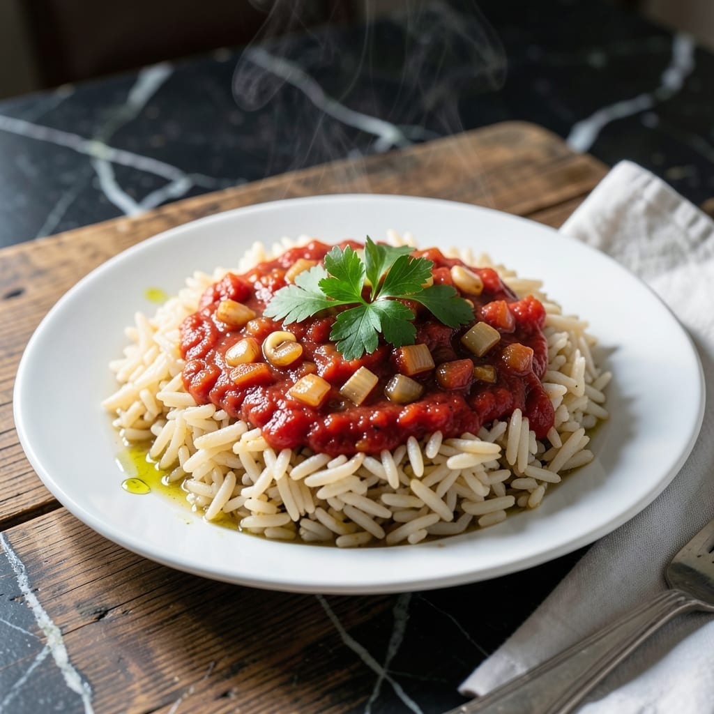 Greek Rice With Tomato Sauce Recipe: One-Pot Mediterranean Comfort Greek Rice With Tomato Sauce Recipe: One-Pot Mediterranean Comfort