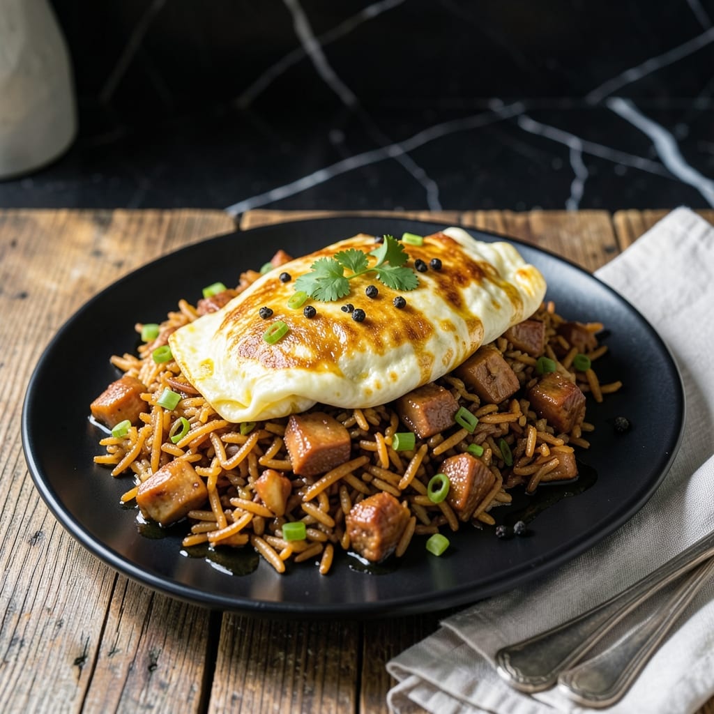 Pork Adobo Fried Rice Omelette Recipe: Filipino Breakfast Fusion Pork Adobo Fried Rice Omelette Recipe: Filipino Breakfast Fusion