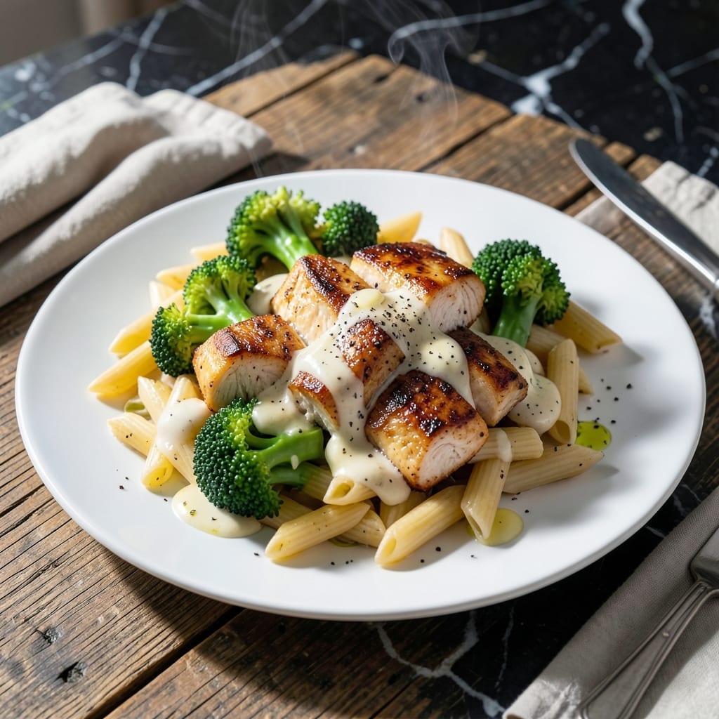 Chicken Broccoli Pasta Recipe: Creamy Garlic Sauce With Al Dente Bite Chicken Broccoli Pasta Recipe: Creamy Garlic Sauce With Al Dente Bite