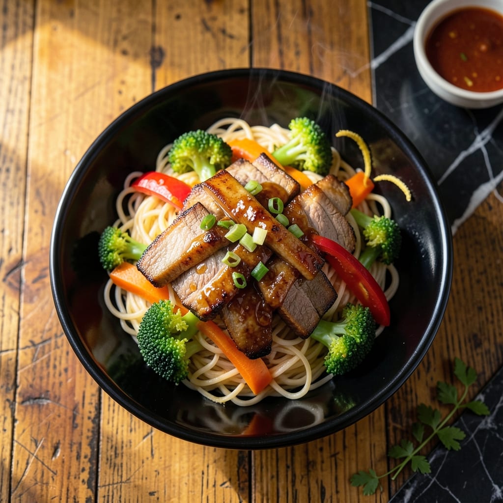 Pork Stir Fry With Rice Noodles Recipe: Wok-Charred Veggies and Tender Pork Pork Stir Fry With Rice Noodles Recipe: Wok-Charred Veggies and Tender Pork