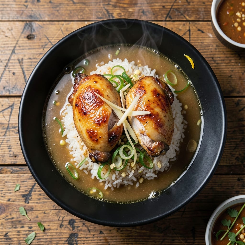 Hainanese Chicken Rice Soup Recipe: Fragrant Ginger and Garlic Broth