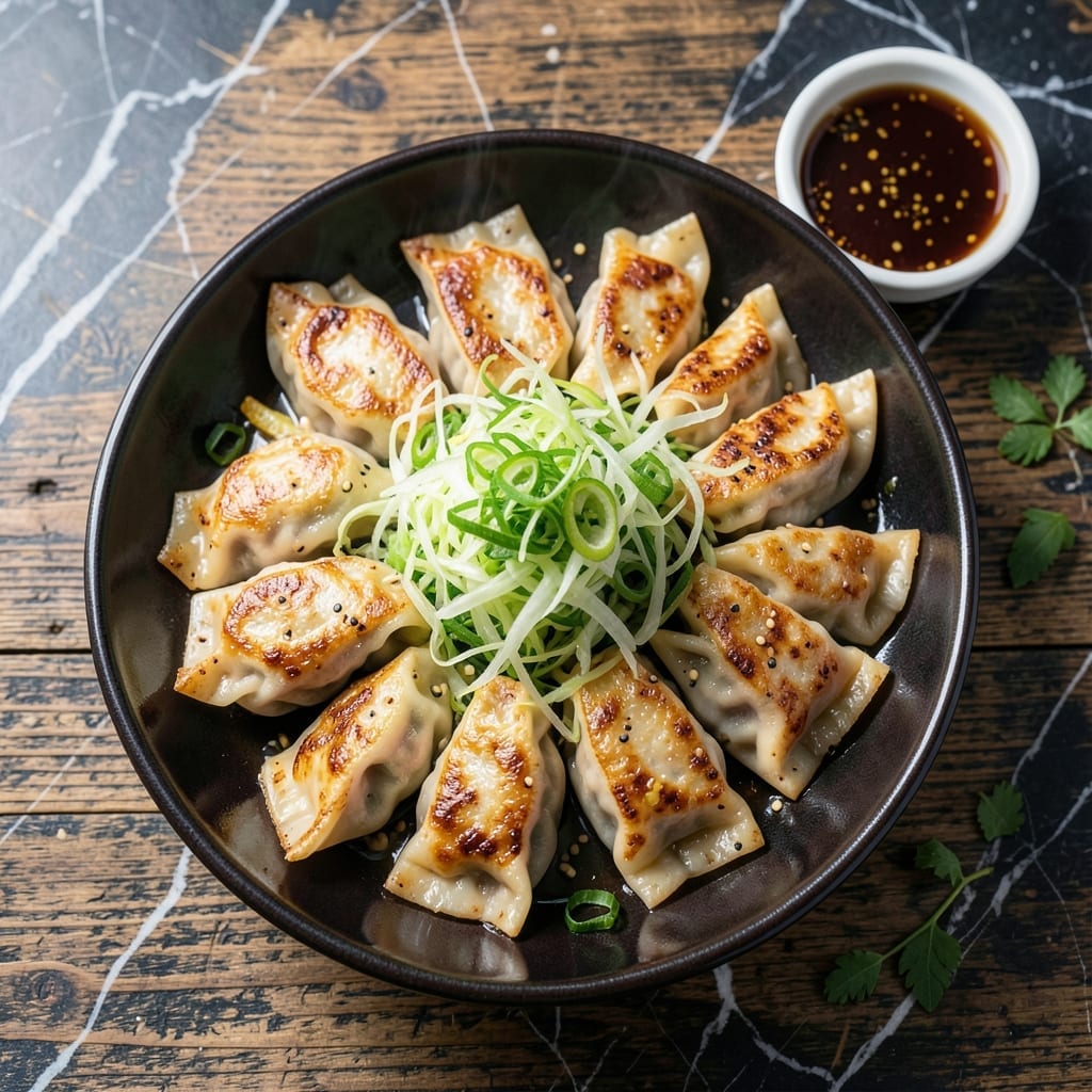 Chicken Gyoza Potstickers Recipe: Pan-Fried With Crispy Bottoms Chicken Gyoza Potstickers Recipe: Pan-Fried With Crispy Bottoms