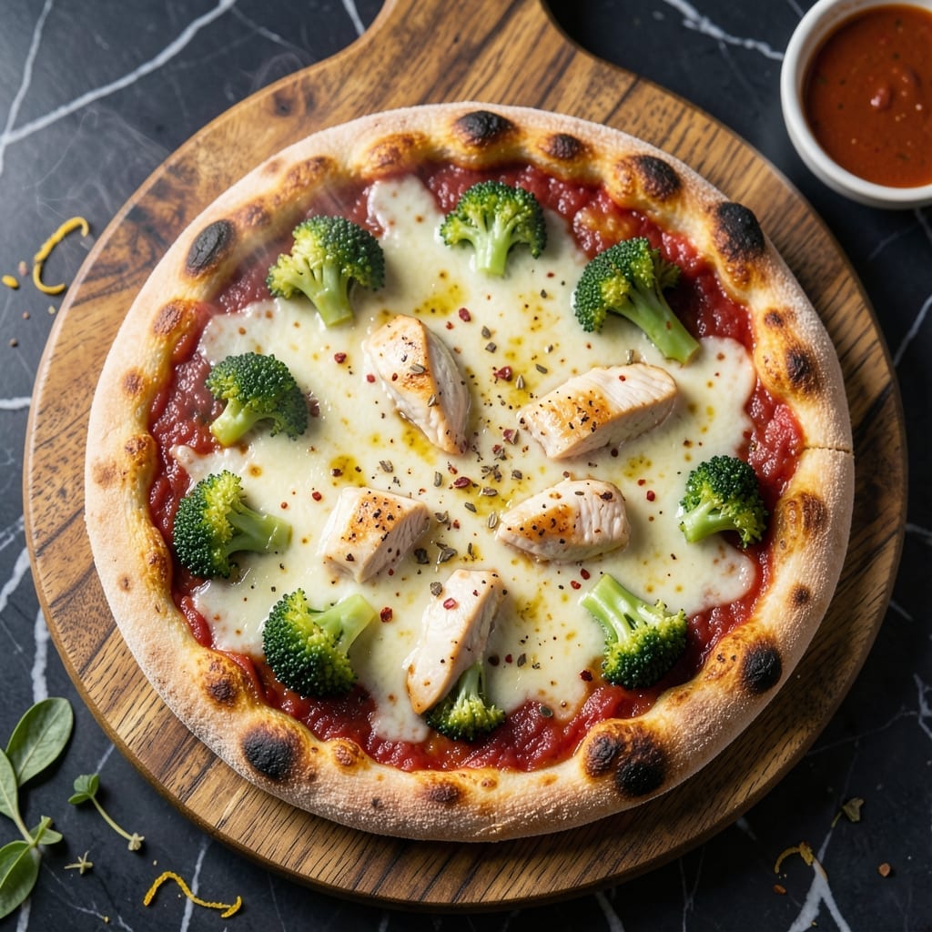 Chicken and Broccoli Pizza Recipe: Cheesy Crust With Garden-Fresh Toppings