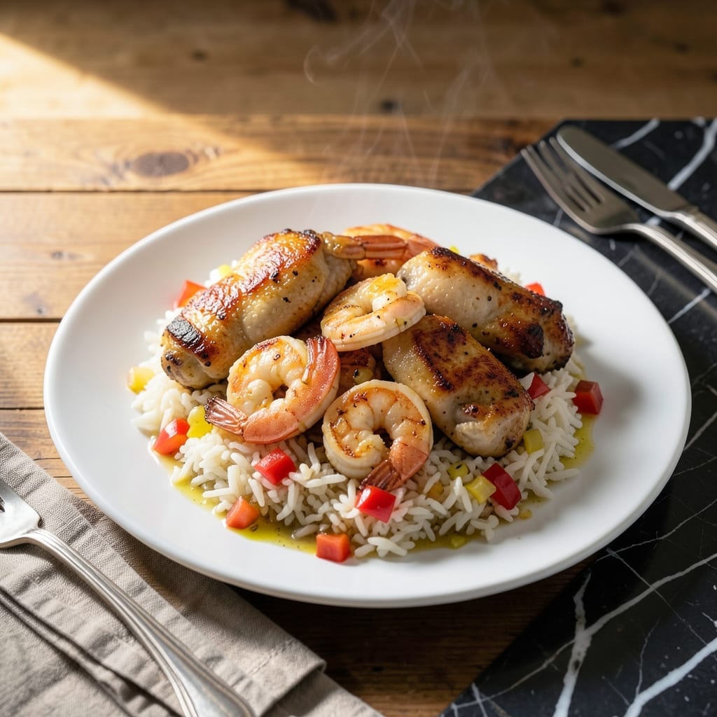 Chicken Shrimp Rice Recipe: Surf and Turf in One Pot