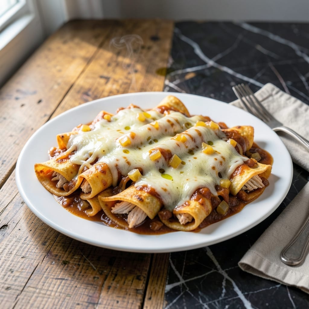 Leftover Chicken Enchiladas Recipe: Cheesy One-Pan Comfort
