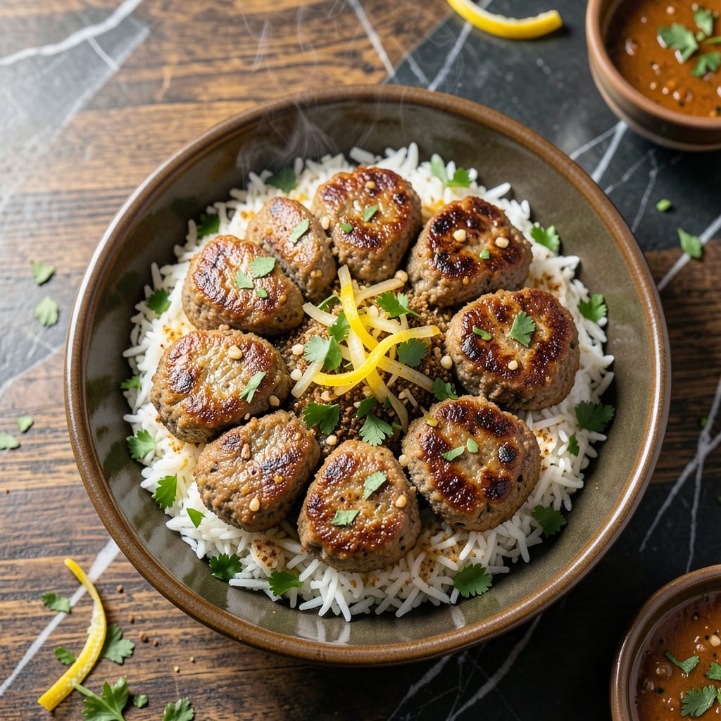 Kofta and Rice Recipe: Middle Eastern Spiced Meatballs with Fluffy Basmati