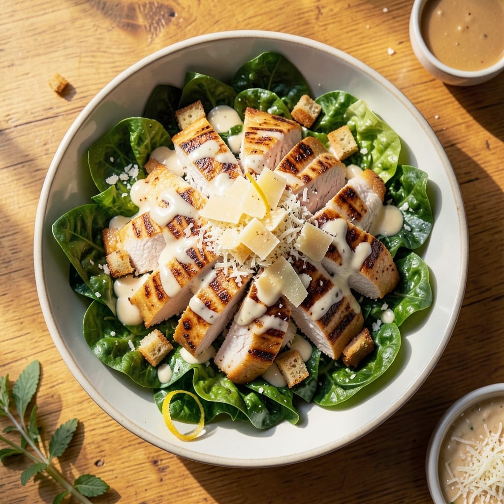 Chicken Cesar Salad Recipe: Classic Creamy Dressing with Crisp Romaine