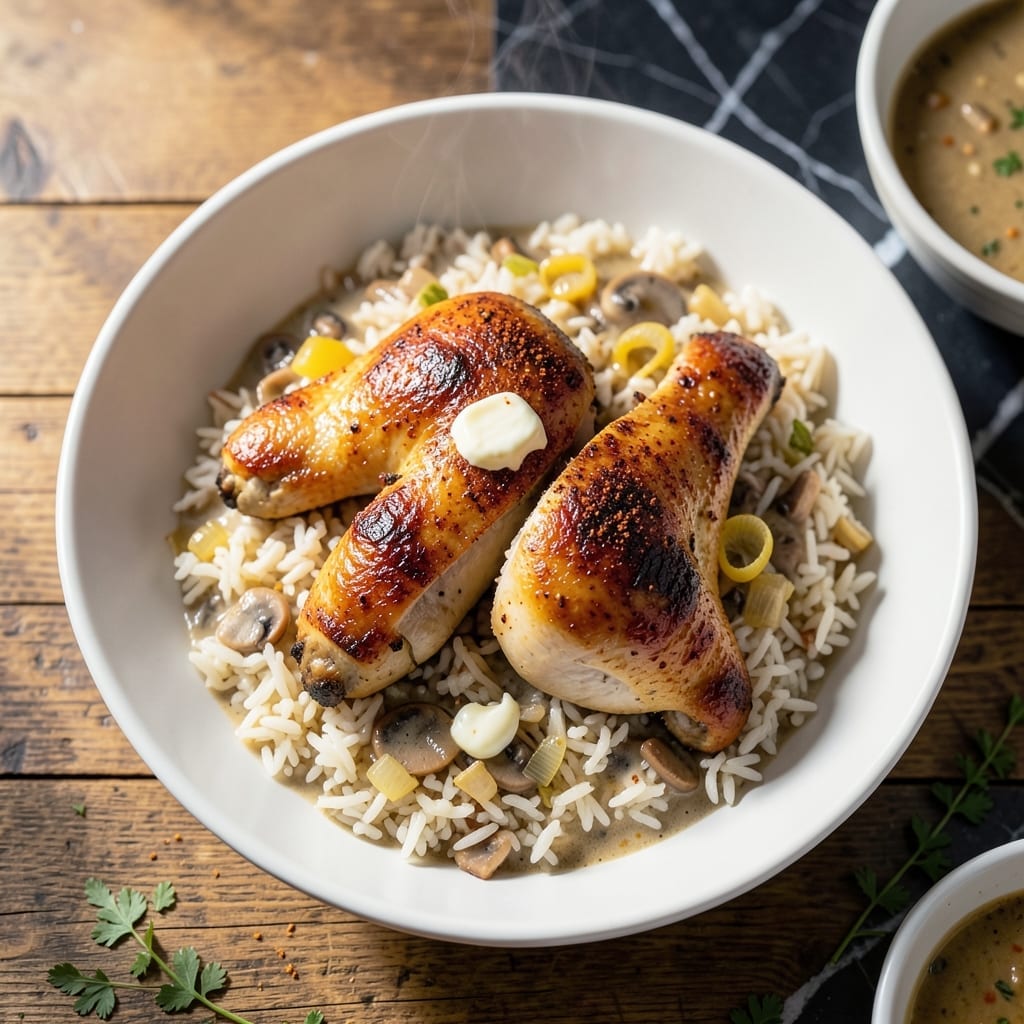 Baked Chicken and Rice Recipe With Cream of Mushroom Soup: One-Pan Golden Crust Delight