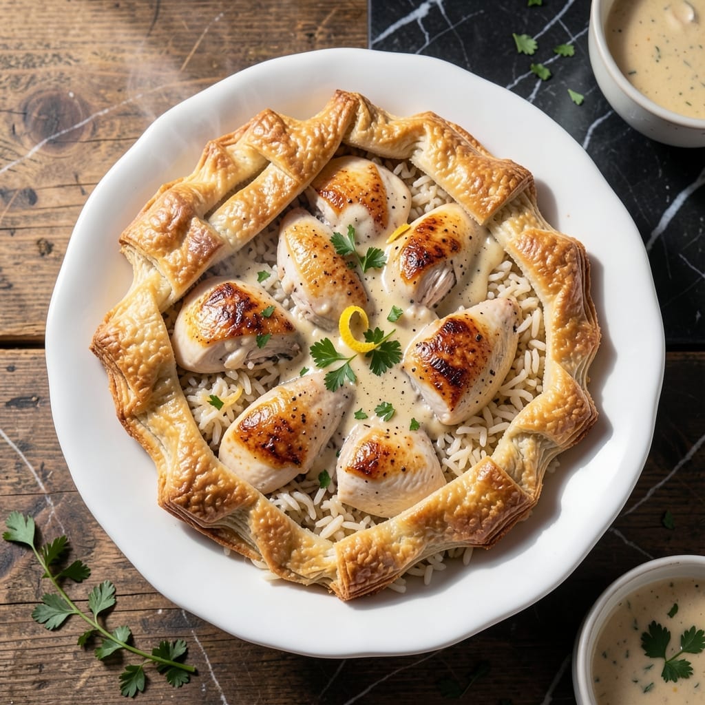 Chicken and Rice Pot Pie Recipe: Flaky Crust With Savory Filling