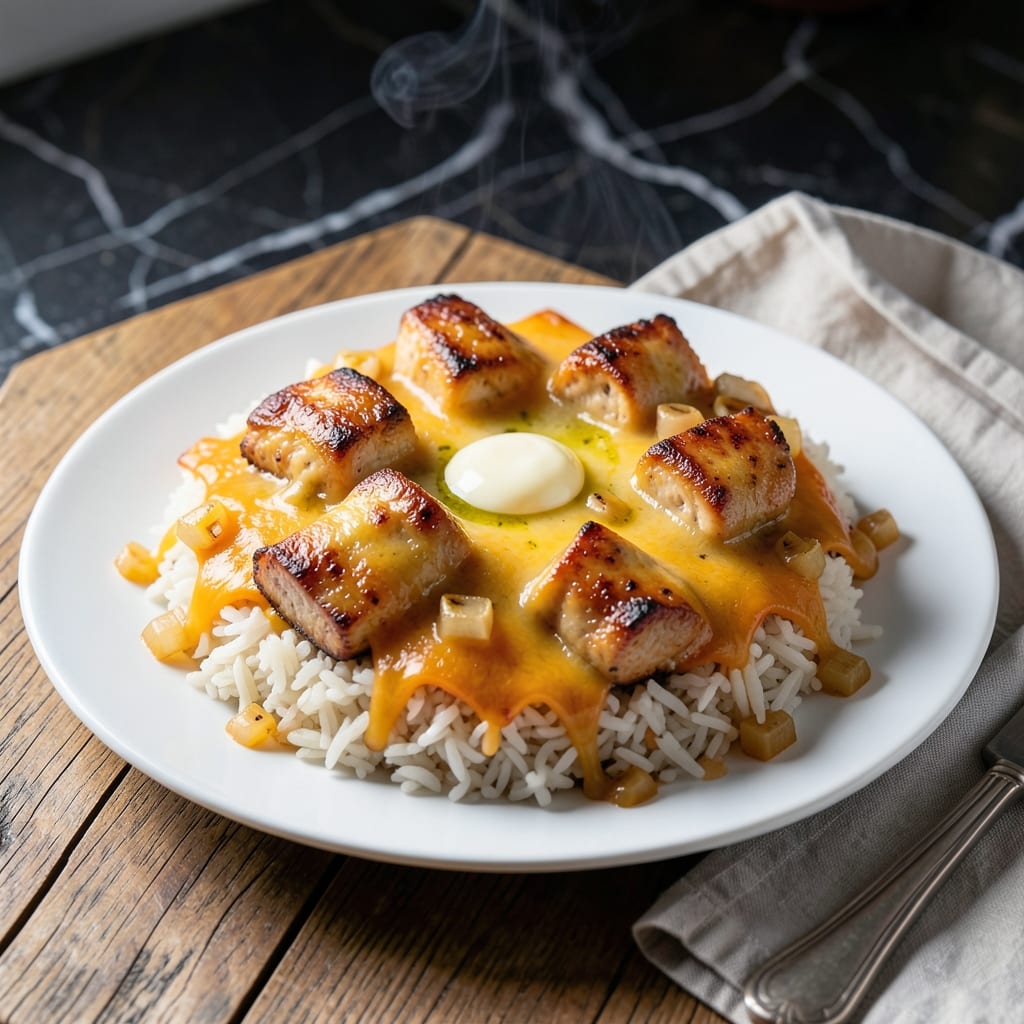 Cheesy Chicken Rice Recipe: Melted Cheddar and Herb-Infused Grains