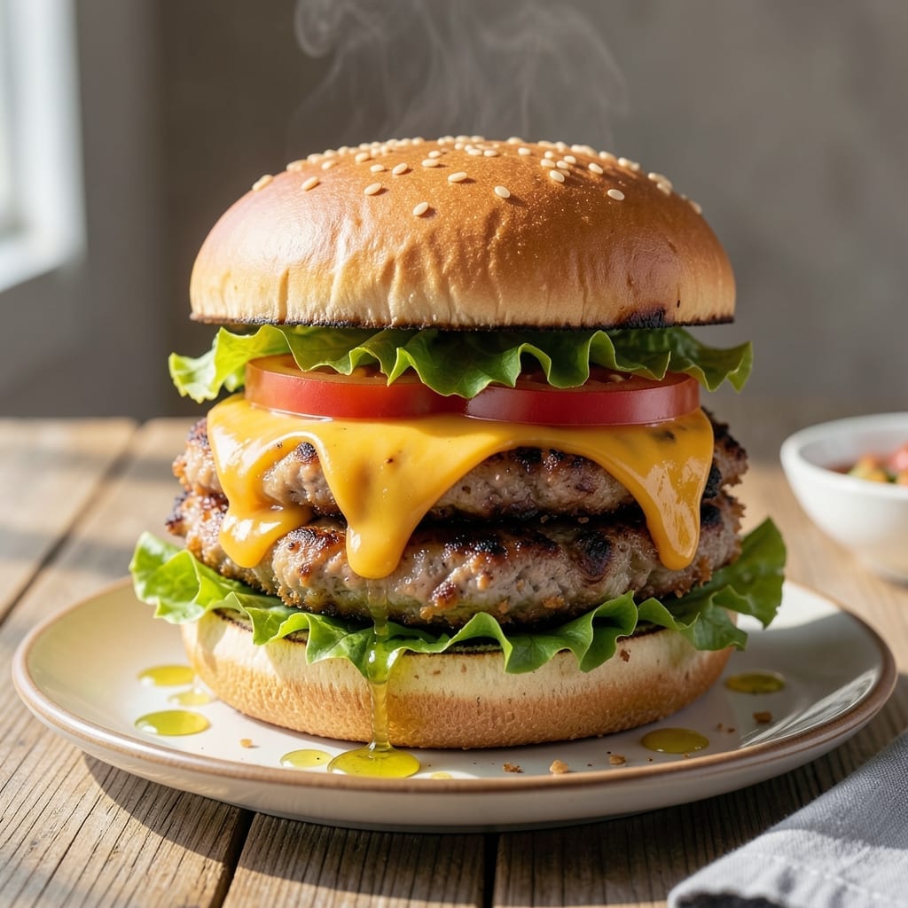 Chicken Cheeseburger Recipe: Double-Stuffed Juiciness With Melty Cheddar Chicken Cheeseburger Recipe: Double-Stuffed Juiciness With Melty Cheddar