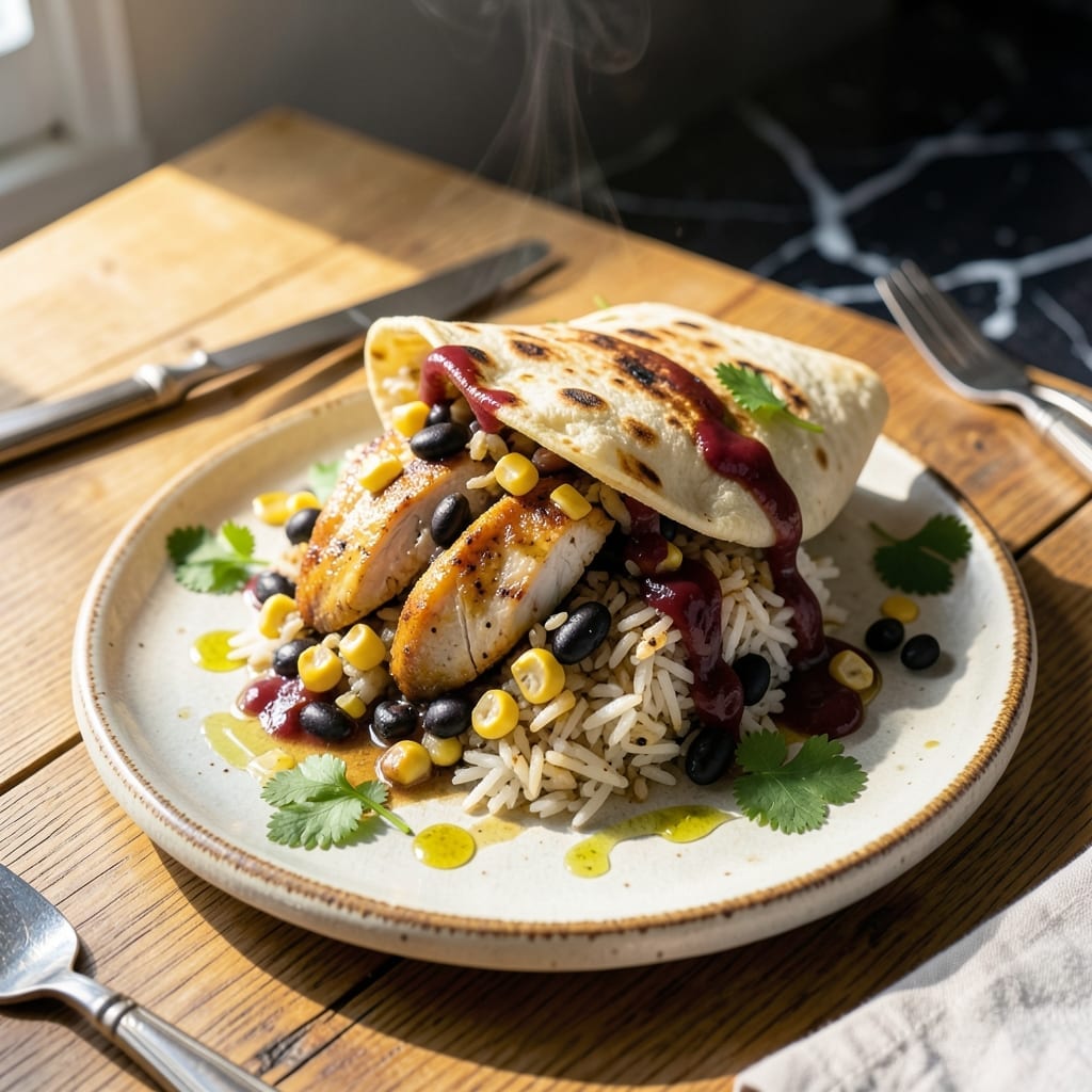 Mexican Chicken Rice Burrito Recipe: Spiced Fillings in a Flour Tortilla