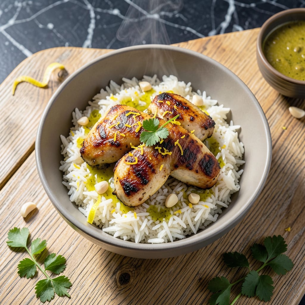 Chicken Rice Bowl Recipe Mediterranean Style: Bright Herbs and Zesty Lemon Over Fluffy Grains