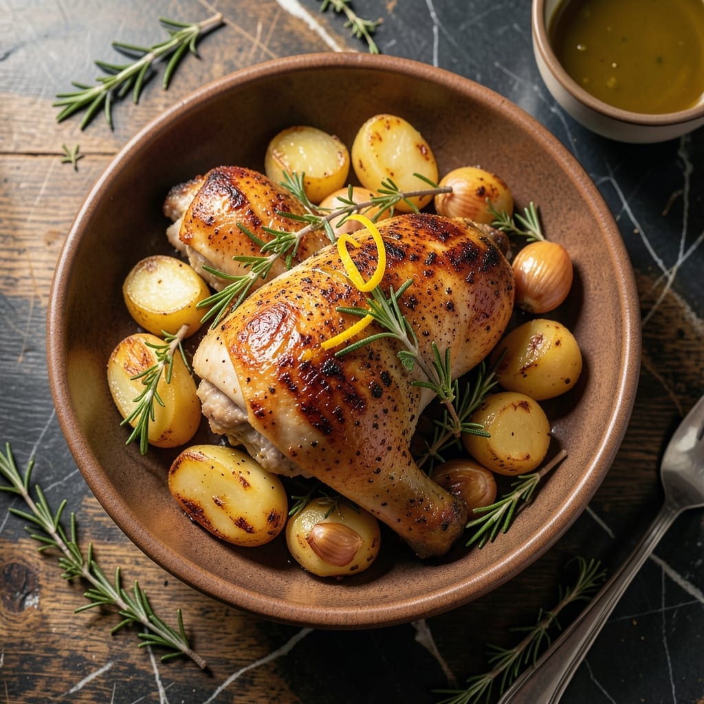 Chicken Thigh and Potato Recipe: Crispy Skin and Buttery Spuds Chicken Thigh and Potato Recipe: Crispy Skin and Buttery Spuds
