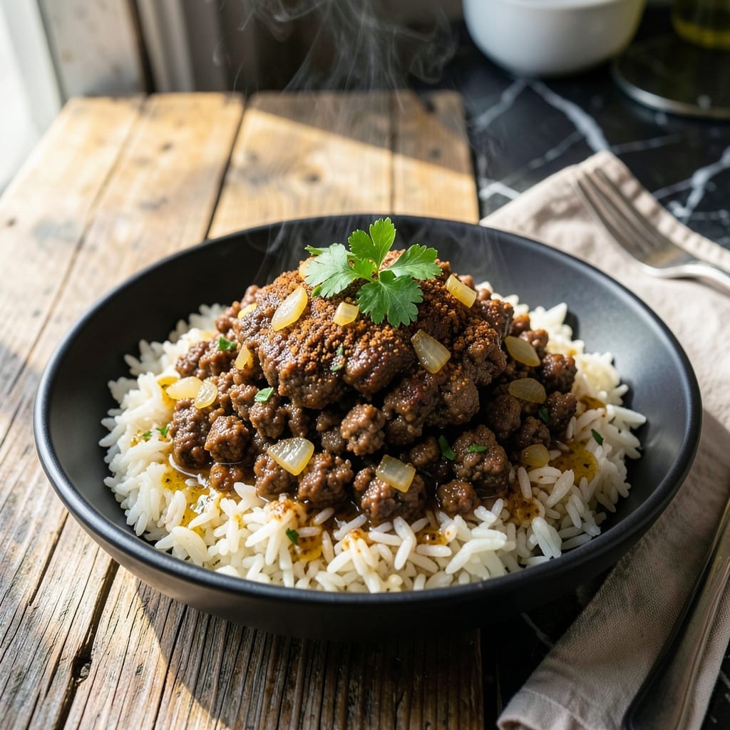 Ground Beef Shawarma Rice Recipe: Spiced Middle Eastern One-Pot Meal