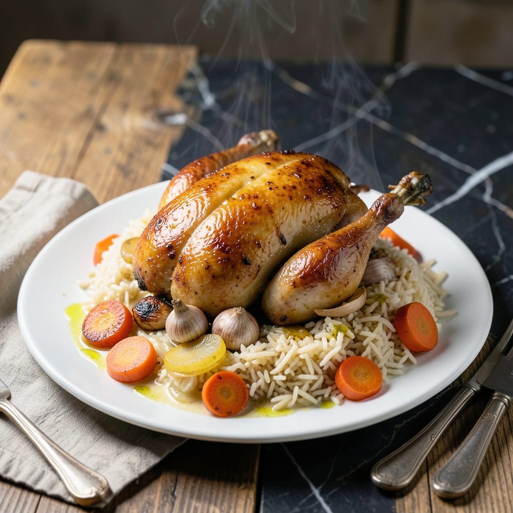Whole Chicken and Rice Recipe: One-Pot Golden Infused Grains