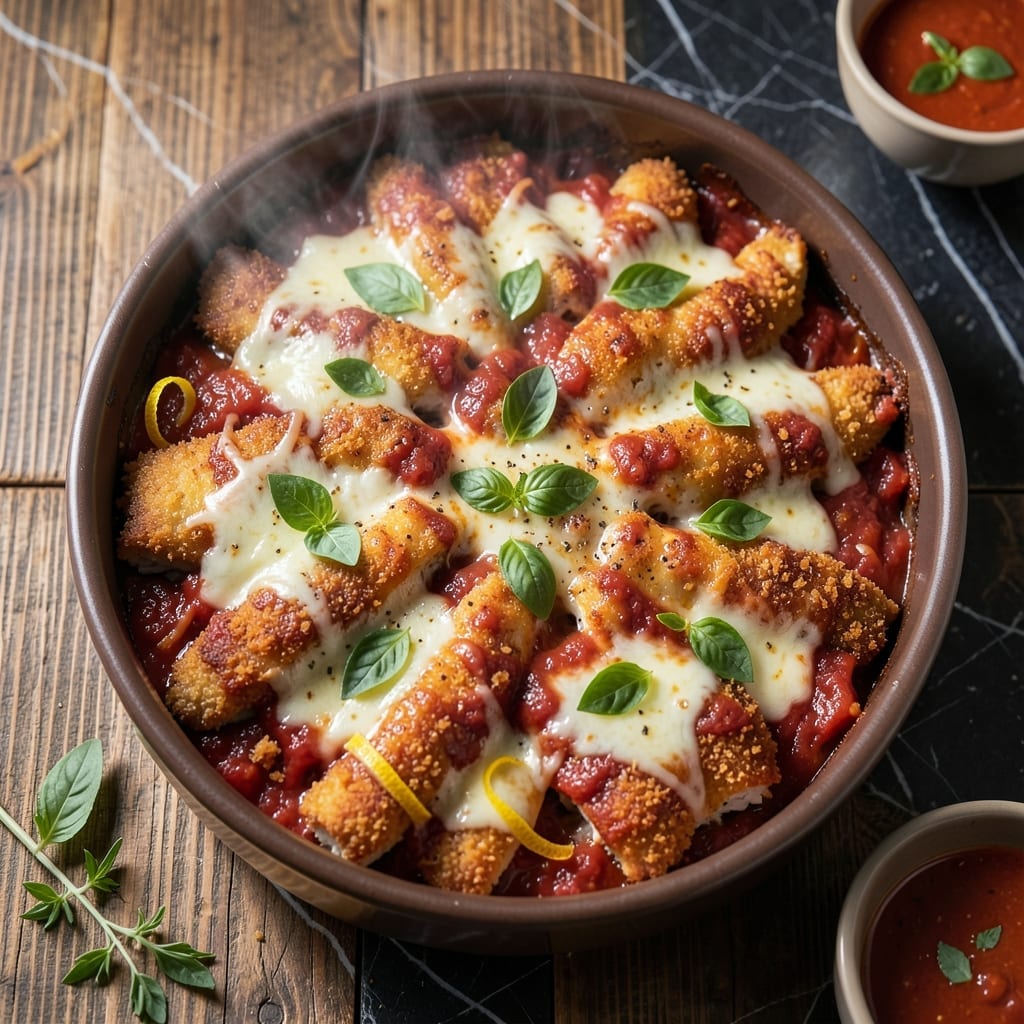 Chicken Parmigiana Casserole Recipe: Layers of Melty Cheese and Crispy Breadcrumbs