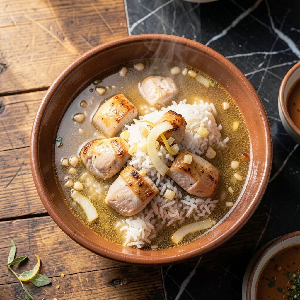Filipino Chicken Rice Soup Recipe: Ginger and Garlic Comfort Bowl