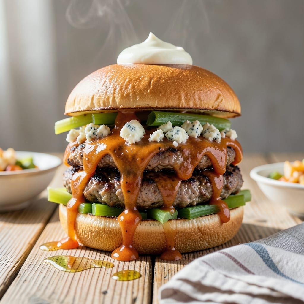 Buffalo Chicken Burger Recipe: Spicy Kick With Cool Blue Cheese