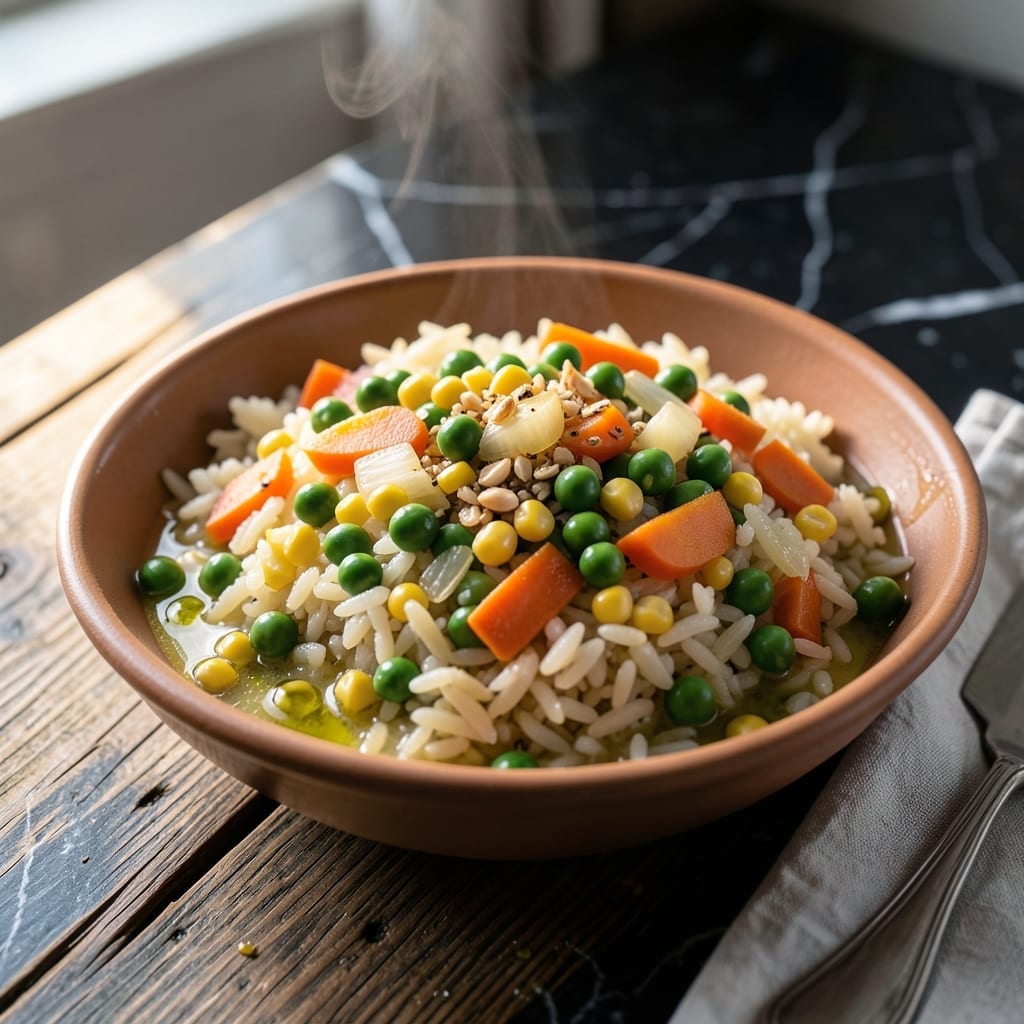 Rice and Frozen Vegetables Recipe: Quick and Colorful One-Pan Meal