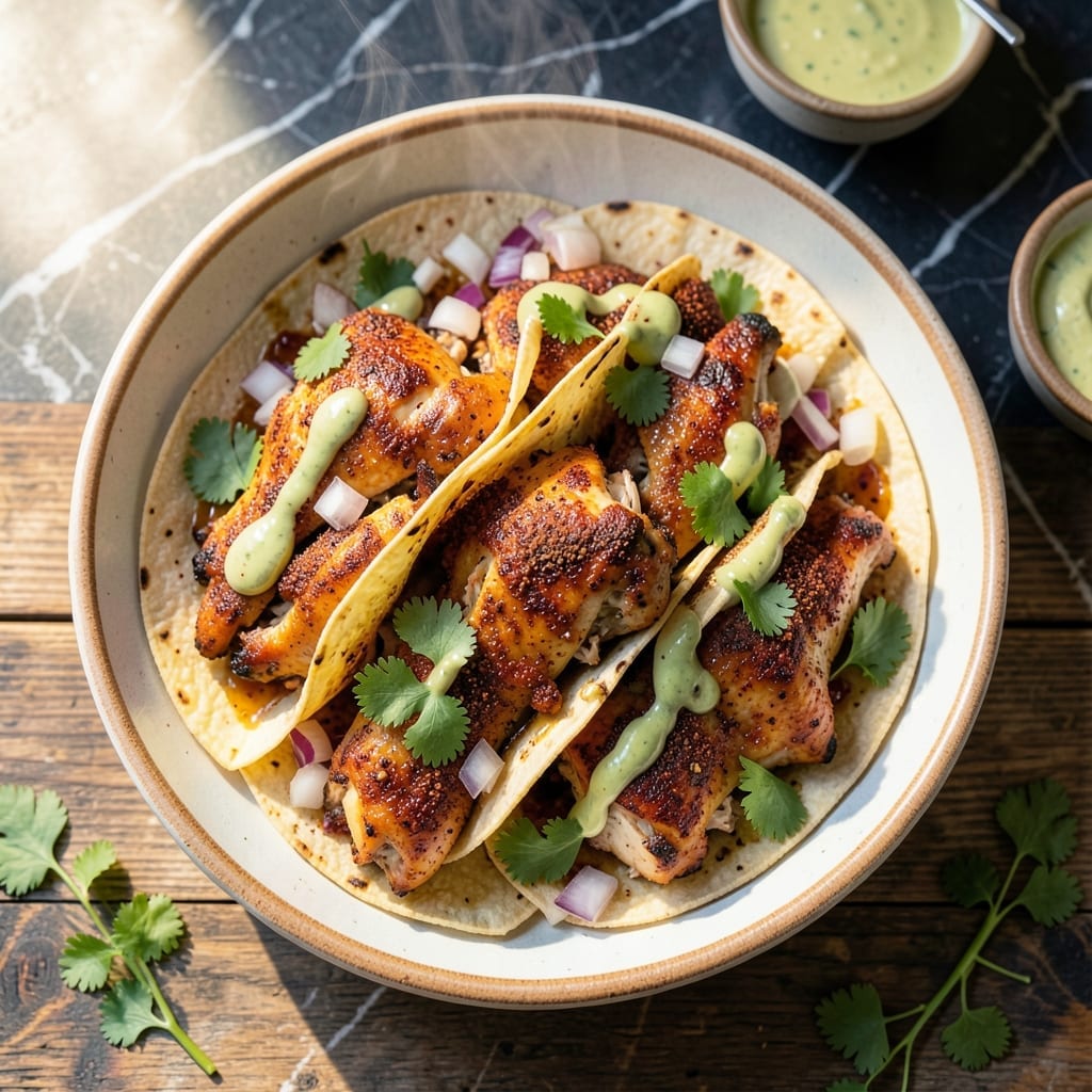 Roasted Chicken Taco Recipe: Smoky Spiced Filled With Fresh Toppings Roasted Chicken Taco Recipe: Smoky Spiced Filled With Fresh Toppings