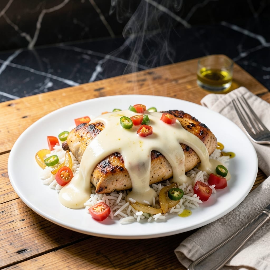 Queso Chicken and Rice Recipe: Cheesy Tex-Mex Skillet Dinner
