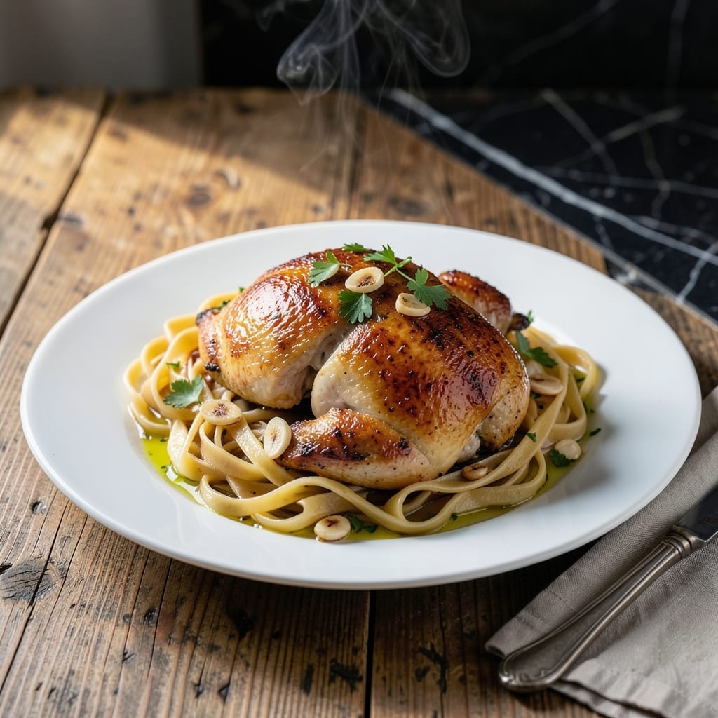 Chicken With Tagliatelle Recipe: Ribbon Pasta With Garlic-Herb Chicken