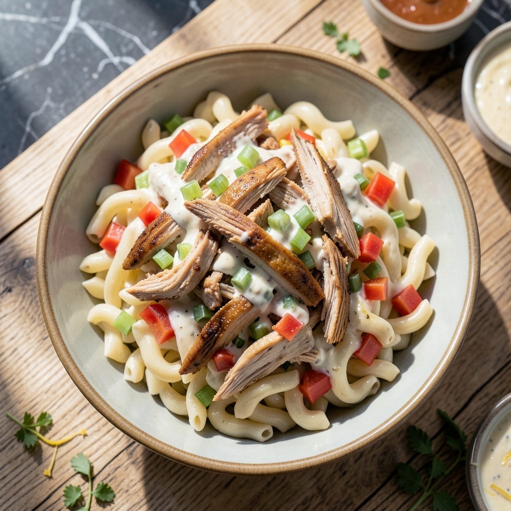Mark's Feed Store Chicken Pasta Salad Recipe: Zesty Creamy Bowl With Crunchy Veggies