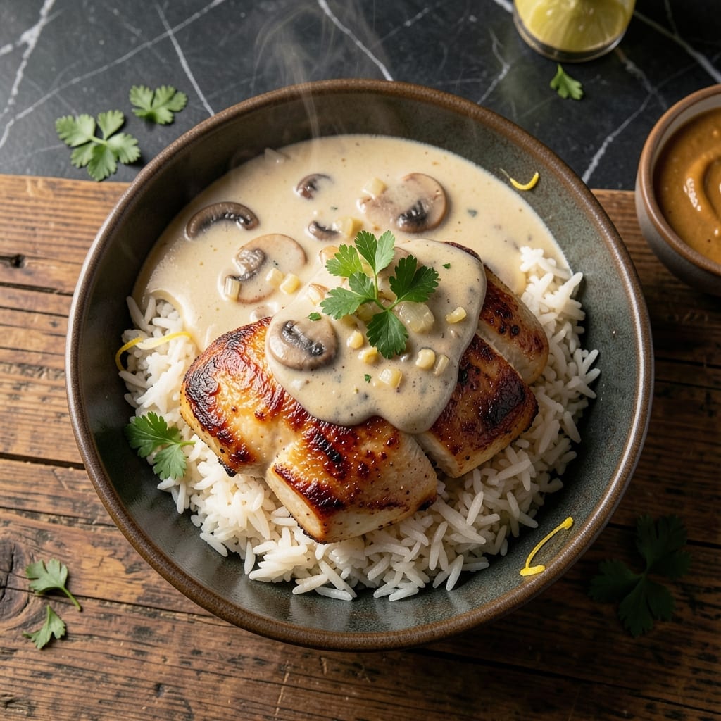 Chicken Thighs, Mushroom Soup and Rice Recipe: Hearty One-Bowl Comfort Chicken Thighs, Mushroom Soup and Rice Recipe: Hearty One-Bowl Comfort