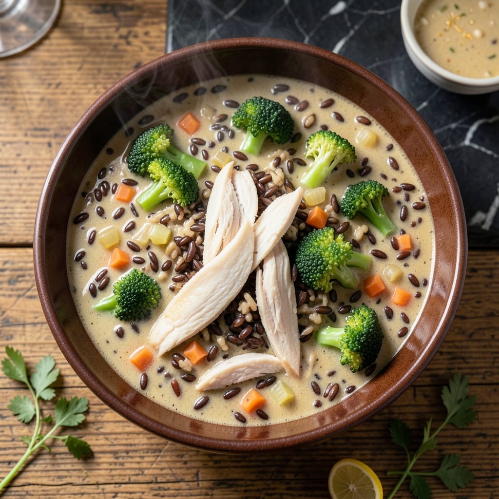 Chicken Broccoli Wild Rice Soup Recipe: Creamy Herbed Bowl With Earthy Grains Chicken Broccoli Wild Rice Soup Recipe: Creamy Herbed Bowl With Earthy Grains
