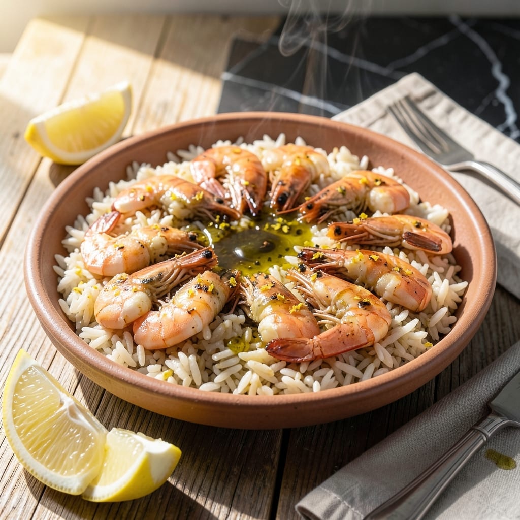 Greek Shrimp and Rice Recipe: Lemon-Herb Infused Coastal Feast
