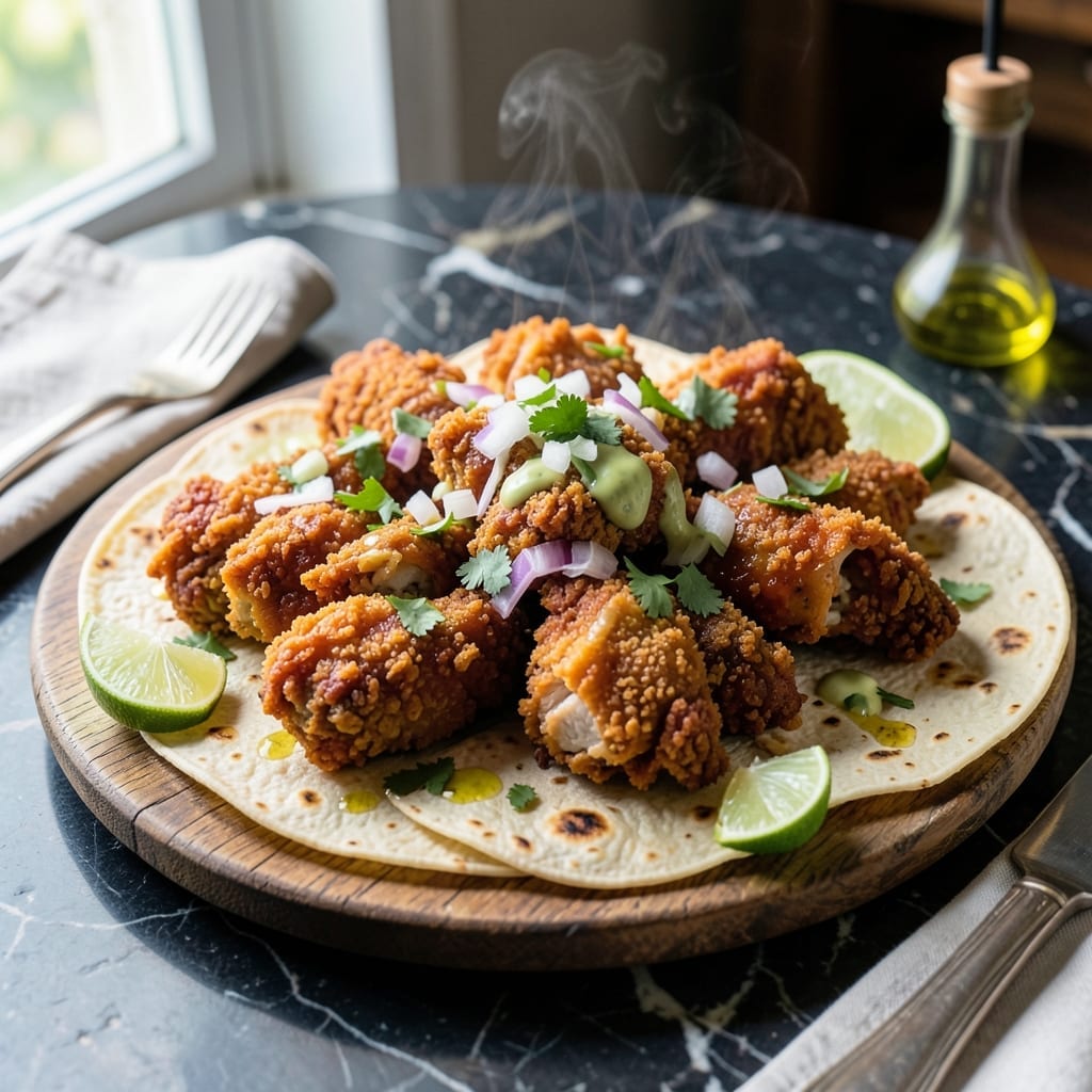 Fried Chicken Tacos Recipe: Crunchy Spice-Rubbed Bites in Warm Tortillas