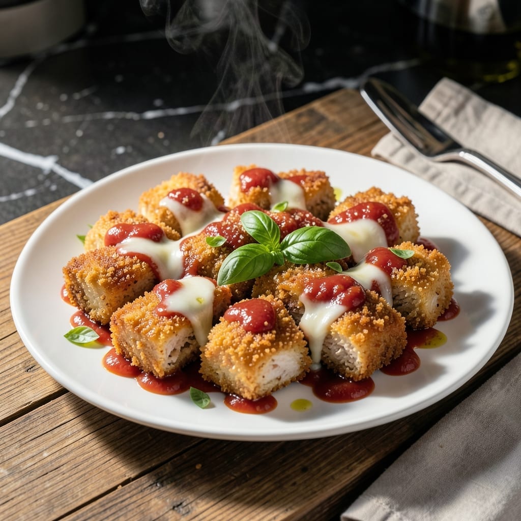 Chicken Parmesan Bites Recipe: Crispy Coated Mozzarella Pockets Chicken Parmesan Bites Recipe: Crispy Coated Mozzarella Pockets