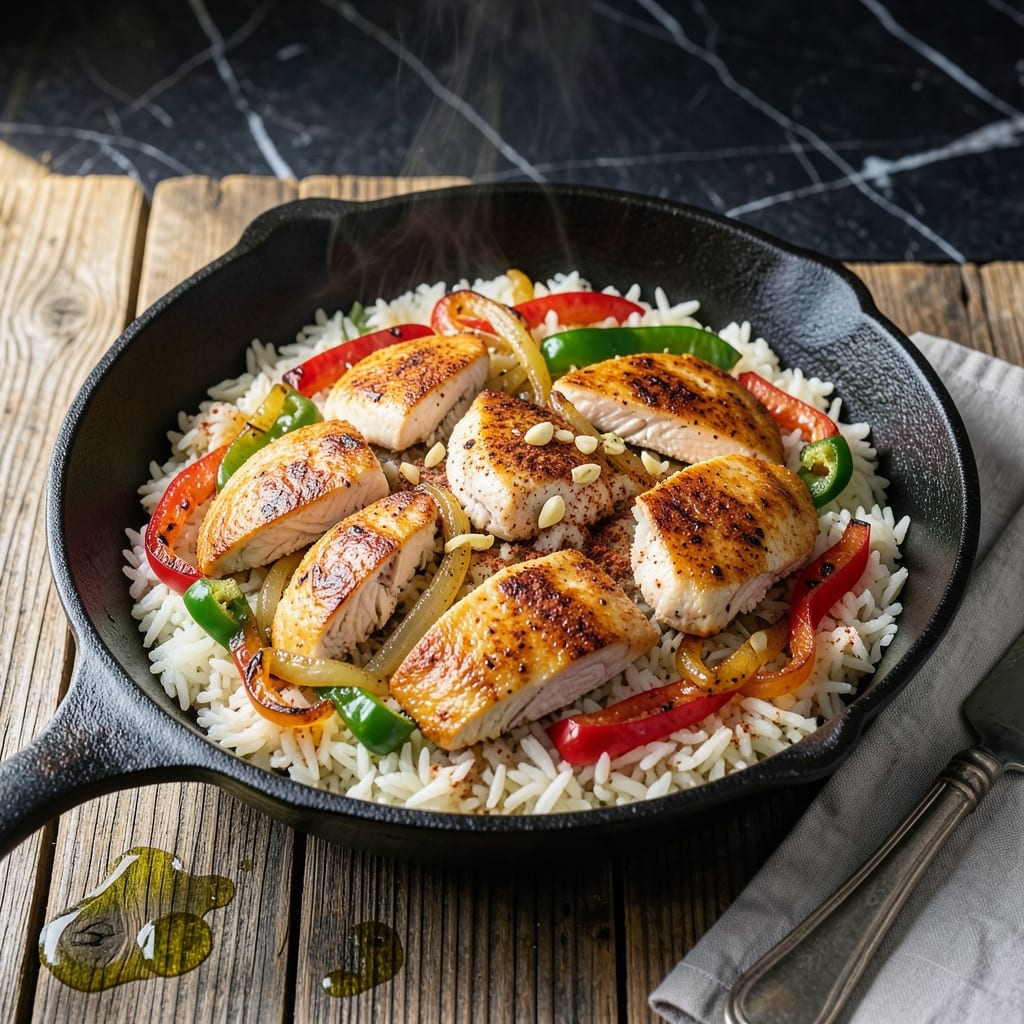 One Pan Chicken Fajita Rice Recipe: Tex-Mex Flavors in a Single Skillet