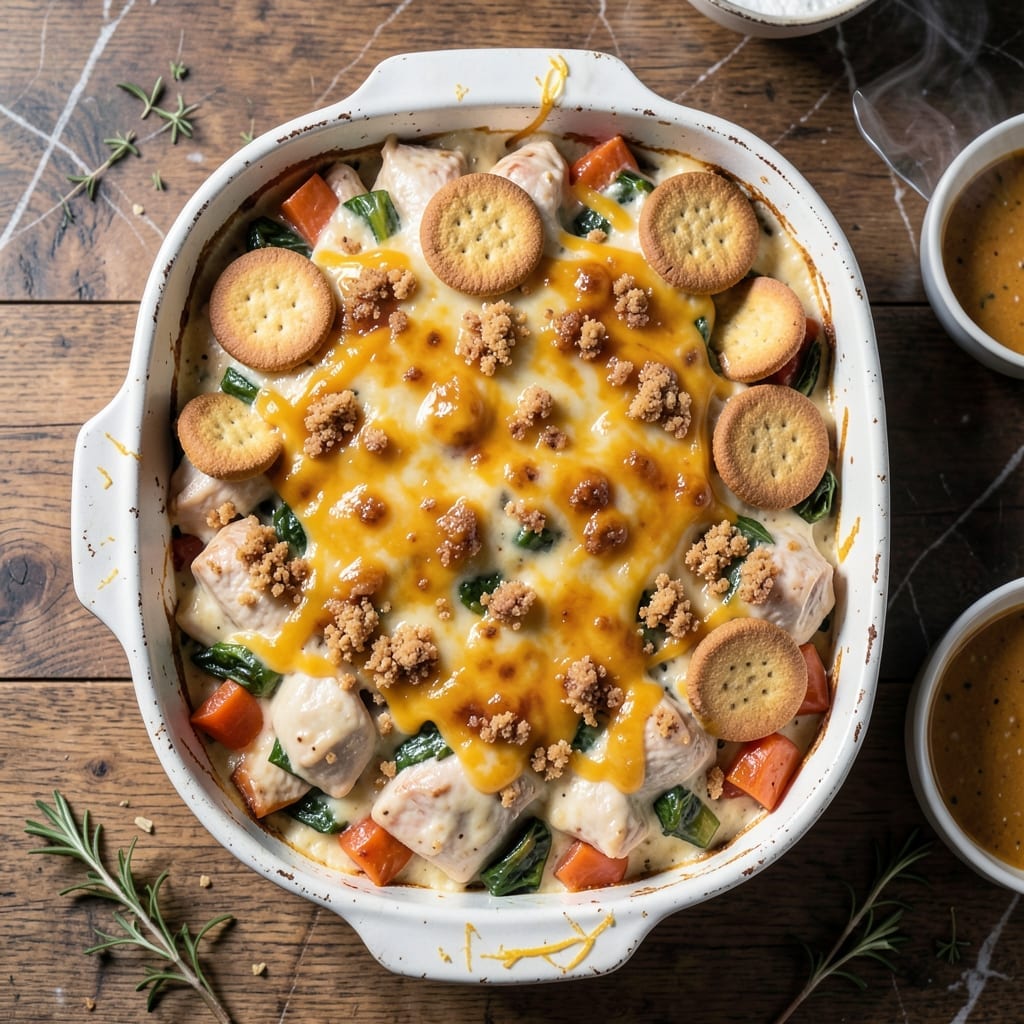 Huntington Chicken Casserole Recipe: Cheesy Layers With Buttery Cracker Topping Huntington Chicken Casserole Recipe: Cheesy Layers With Buttery Cracker Topping