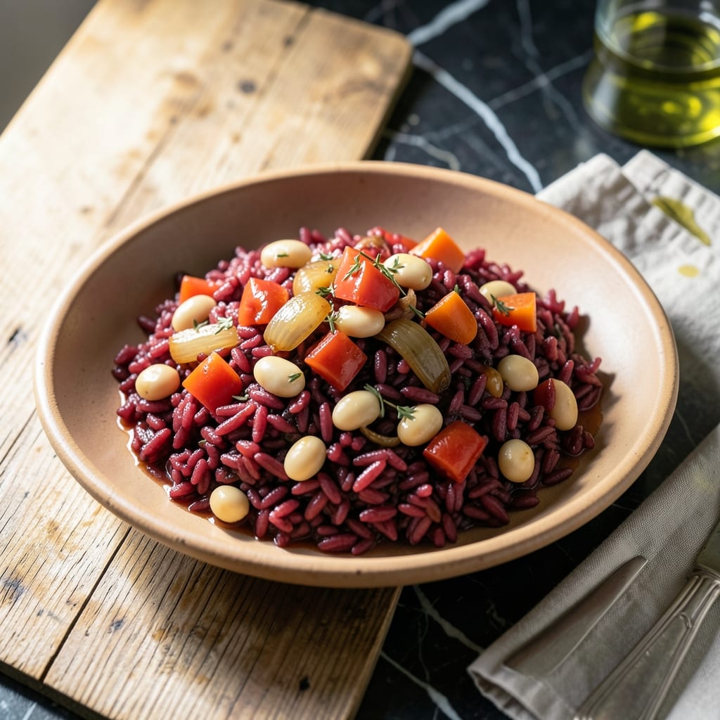 Italian Red Rice Recipe: Rustic Borlotti Bean and Tomato Stew