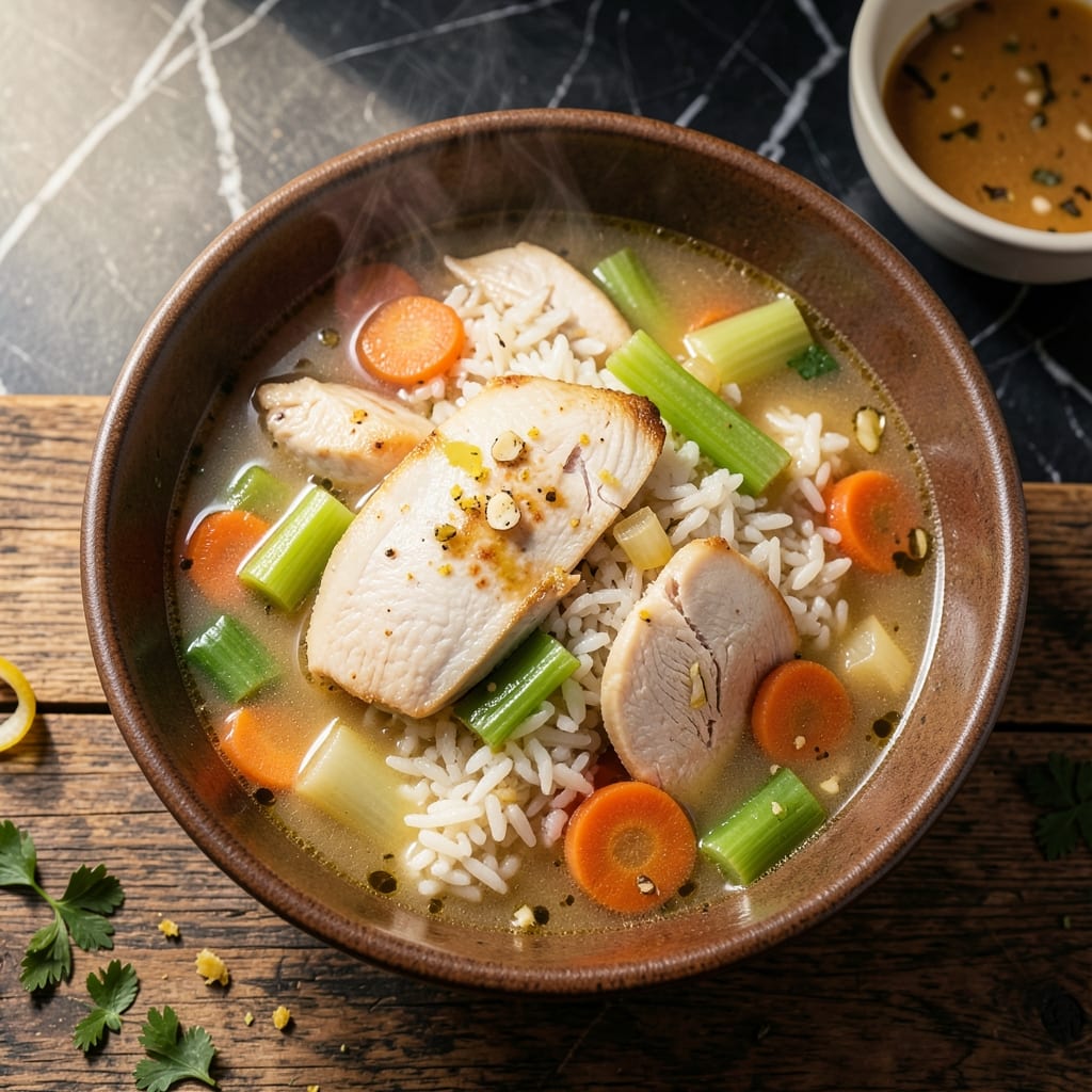 Chicken Rice and Vegetable Soup Recipe: Simmered Comfort With Garden Freshness