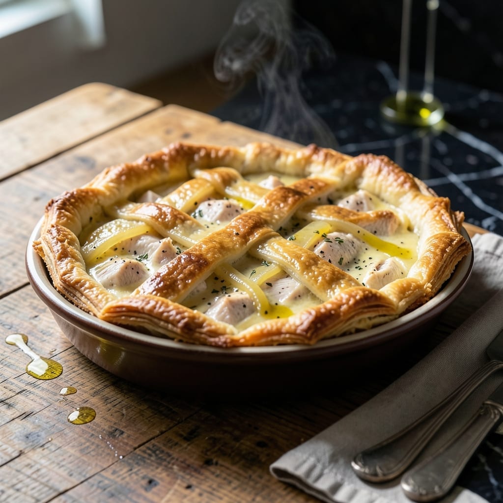 Chicken Pie With Cooked Chicken Recipe: Flaky Crust With Creamy Filling