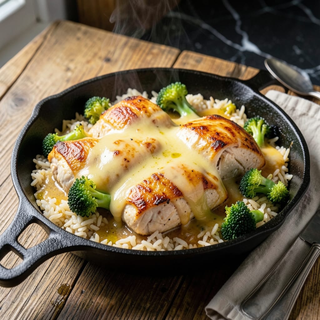One Pan Cheesy Chicken Broccoli and Rice Recipe: Effortless Family Meal