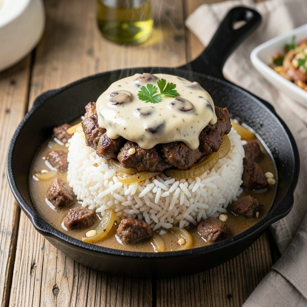 Hamburger Rice Cream Of Mushroom Soup Recipe: One-Pot Comfort Meal Hamburger Rice Cream Of Mushroom Soup Recipe: One-Pot Comfort Meal